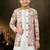 Cream dupion silk embroidered indo western set for boys