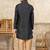 Black banarasi jacquard woven kurta pajama for boys