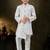 Cream dupion silk embroidered indo western set for boys