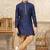 Blue banarasi jacquard woven kurta pajama for boys