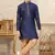 Blue banarasi jacquard woven kurta pajama for boys