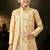 Yellow dupion silk embroidered indo western set for boys