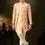 Peach  dupion silk embroidered indo western set for boys