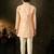 Peach  dupion silk embroidered indo western set for boys