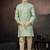 Green banarasi jacquard woven kurta pajama for boys
