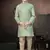 Green banarasi jacquard woven kurta pajama for boys