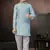 Blue banarasi jacquard woven kurta pajama for boys