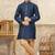 Blue banarasi jacquard woven kurta pajama for boys