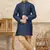 Blue banarasi jacquard woven kurta pajama for boys