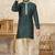 Green banarasi jacquard woven kurta pajama for boys