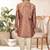 Peach    dupion silk embroidered indo western set for boys