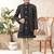 Black dupion silk embroidered indo western set for boys