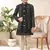 Black dupion silk embroidered indo western set for boys