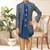 Blue dupion silk embroidered indo western set for boys