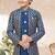 Blue dupion silk embroidered indo western set for boys
