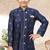 Blue dupion silk embroidered indo western set for boys