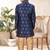 Blue dupion silk embroidered indo western set for boys