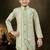 Green dupion silk embroidered indo western set for boys