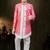 Pink dupion silk embroidered indo western set for boys