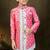 Pink dupion silk embroidered indo western set for boys