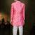 Pink dupion silk embroidered indo western set for boys