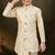 Yellow dupion silk embroidered indo western set for boys
