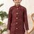 Maroon dupion silk embroidered indo western set for boys