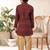 Maroon dupion silk embroidered indo western set for boys