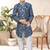 Blue dupion silk embroidered indo western set for boys
