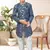 Blue dupion silk embroidered indo western set for boys