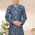 Blue dupion silk embroidered indo western set for boys