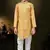 Yellow dupion silk embroidered indo western set for boys