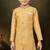 Yellow dupion silk embroidered indo western set for boys