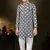Blue dupion silk embroidered indo western set for boys