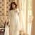 White georgette free size stitched suit with embroidery & beads work