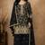 Black chinon free size stitched plazzo suit with embroidery work