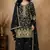 Black chinon free size stitched plazzo suit with embroidery work