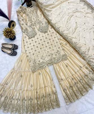 Chinon ivory mirror-work sharara suit 4