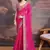 Pink embriodered lace georgette bollywood saree with blouse piece.