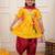 Yellow woven lurex silk top with afgani salwar and dupatta set for girls