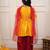 Yellow woven lurex silk top with afgani salwar and dupatta set for girls