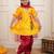 Yellow woven lurex silk top with afgani salwar and dupatta set for girls
