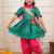 Green woven lurex silk top with afgani salwar and dupatta set for girls