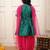 Green woven lurex silk top with afgani salwar and dupatta set for girls