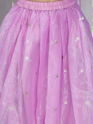 Purple embroidered twill net lehenga choli set for girls 5