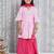 Pink woven lurex cotton  kurti and sharara with dupatta set for girls