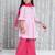 Pink woven lurex cotton  kurti and sharara with dupatta set for girls