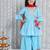 Blue woven lurex cotton  kurti and sharara with dupatta set for girls