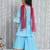 Blue woven lurex cotton  kurti and sharara with dupatta set for girls