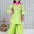 Green woven lurex cotton  kurti and sharara with dupatta set for girls
